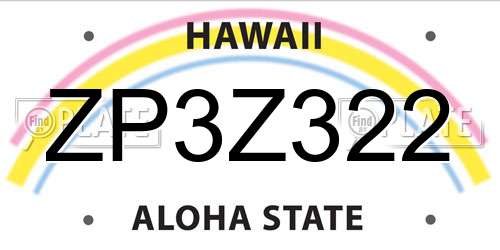 ZP3Z322 Hawaii License Plate