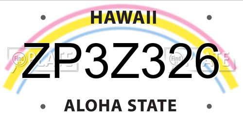 ZP3Z326 Hawaii License Plate