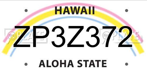 ZP3Z372 Hawaii License Plate