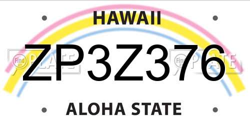 ZP3Z376 Hawaii License Plate