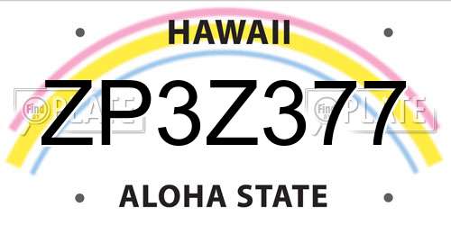 ZP3Z377 Hawaii License Plate