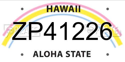 ZP41226 Hawaii License Plate