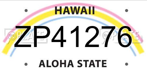 ZP41276 Hawaii License Plate