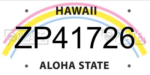 ZP41726 Hawaii License Plate