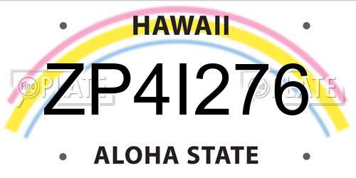 ZP4I276 Hawaii License Plate