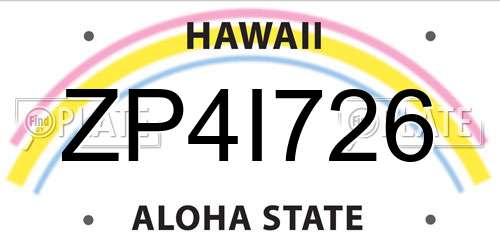 ZP4I726 Hawaii License Plate