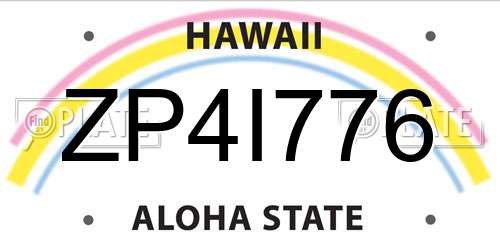 ZP4I776 Hawaii License Plate