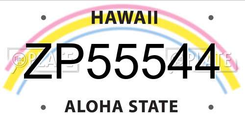 ZP55544 Hawaii License Plate