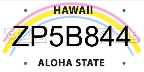 ZP5B844 Hawaii License Plate