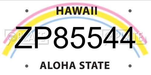 ZP85544 Hawaii License Plate