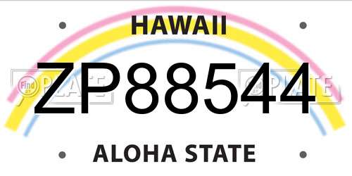 ZP88544 Hawaii License Plate