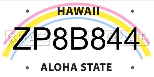 ZP8B844 Hawaii License Plate