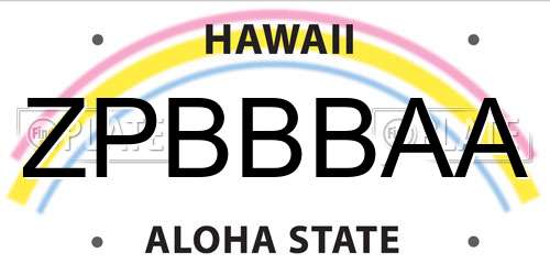 ZPBBBAA Hawaii License Plate