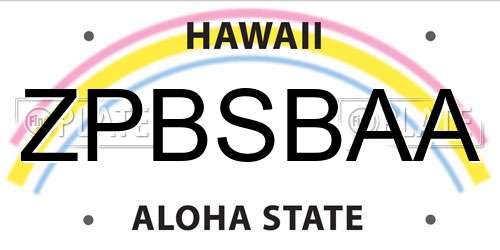 ZPBSBAA Hawaii License Plate