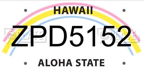 ZPD5152 Hawaii License Plate