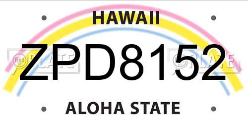 ZPD8152 Hawaii License Plate