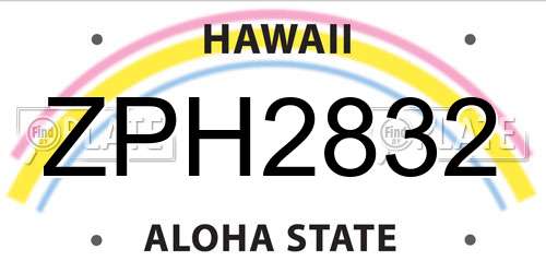 ZPH2832 Hawaii License Plate