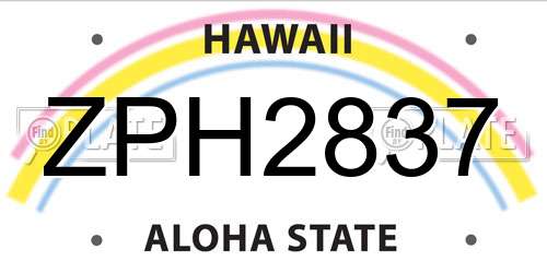 ZPH2837 Hawaii License Plate