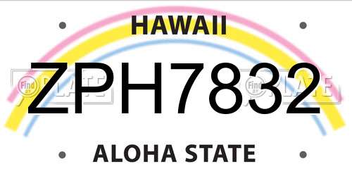 ZPH7832 Hawaii License Plate