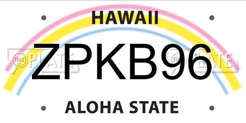 ZPKB96 Hawaii License Plate
