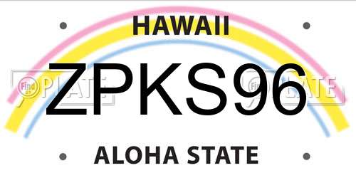 ZPKS96 Hawaii License Plate