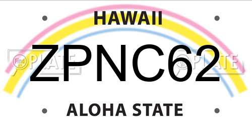 ZPNC62 Hawaii License Plate