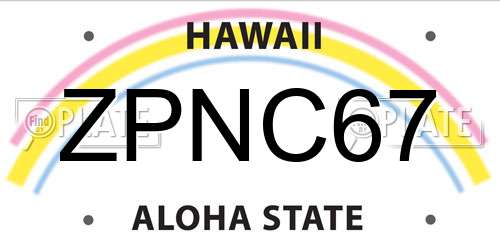 ZPNC67 Hawaii License Plate