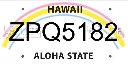 ZPQ5182 Hawaii License Plate