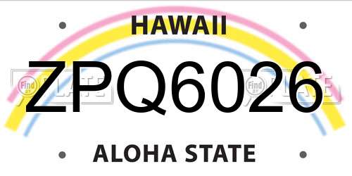 ZPQ6026 Hawaii License Plate