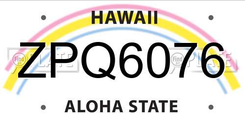 ZPQ6076 Hawaii License Plate
