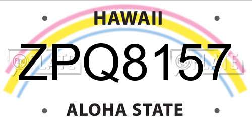 ZPQ8157 Hawaii License Plate
