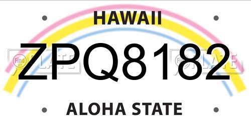 ZPQ8182 Hawaii License Plate