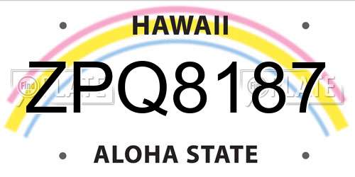 ZPQ8187 Hawaii License Plate