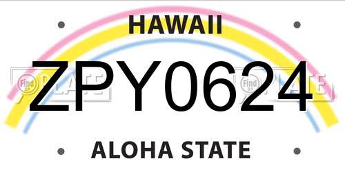 ZPY0624 Hawaii License Plate