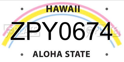 ZPY0674 Hawaii License Plate