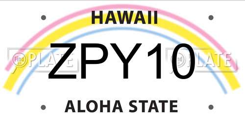 ZPY10 Hawaii License Plate