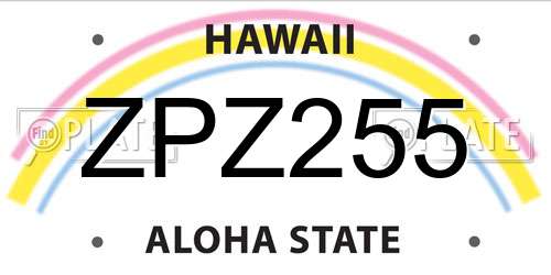 ZPZ255 Hawaii License Plate