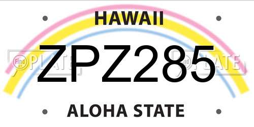 ZPZ285 Hawaii License Plate