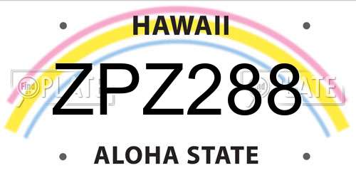 ZPZ288 Hawaii License Plate