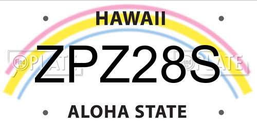ZPZ28S Hawaii License Plate