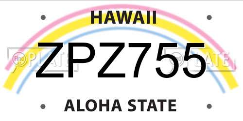 ZPZ755 Hawaii License Plate