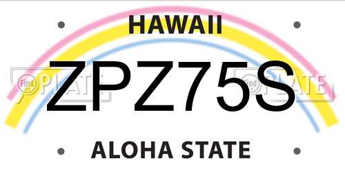 ZPZ75S Hawaii License Plate
