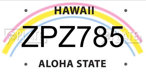 ZPZ785 Hawaii License Plate
