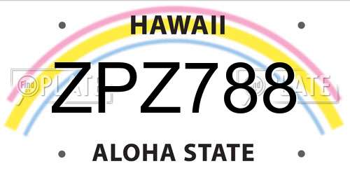 ZPZ788 Hawaii License Plate