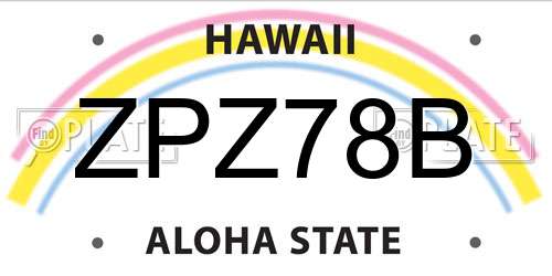 ZPZ78B Hawaii License Plate
