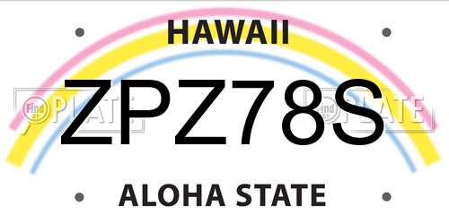 ZPZ78S Hawaii License Plate