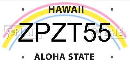 ZPZT55 Hawaii License Plate