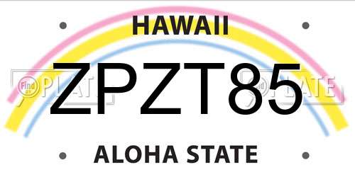 ZPZT85 Hawaii License Plate