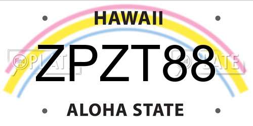 ZPZT88 Hawaii License Plate