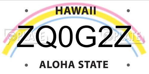 ZQ0G2Z Hawaii License Plate